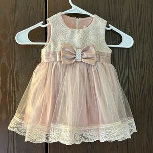 Tedi-Mod baby’s dressy sleeveless dress. Mauve with mauve lace overlay. 12 month